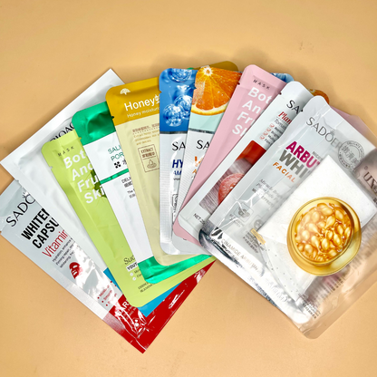 Korean Face Sheet Mask (Random) Pack of 8 (Get 2 FREE)