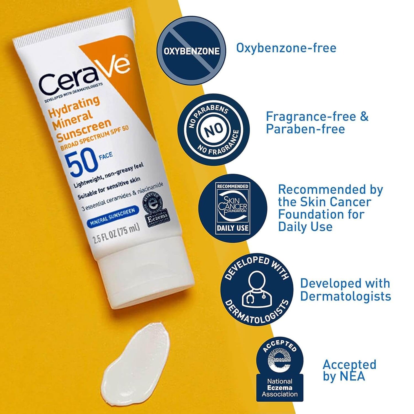 CeraVe Hydrating Mineral Face Sunscreen SPF 50 75ml